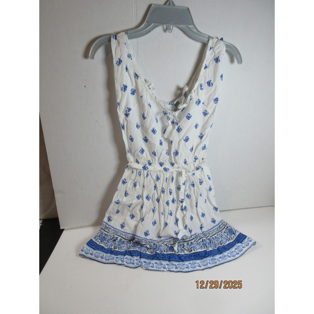 The Childrens Place Girls White Blue Floral Print Romper Size S 5/6